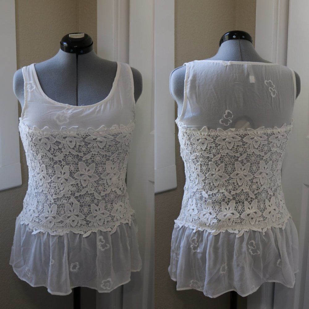 Monoreno Shirt Crochet Knit Tank Top